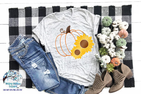 Sunflower Pumpkin SVG Bundle SVG Wispy Willow Designs 