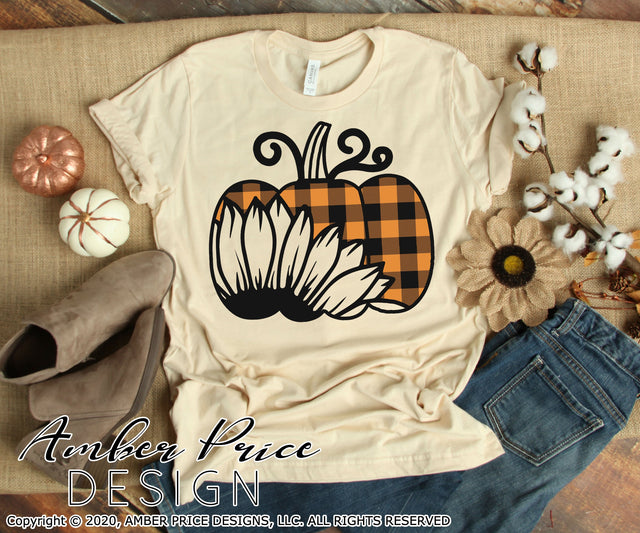 Sunflower Pumpkin SVG PNG DXF | Fall / Autumn Home Decor SVG | Pumpkin SVGs | Shirt SVGs SVG Amber Price Design 