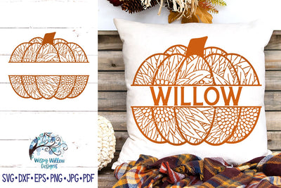 Sunflower Pumpkin Zentangle Split SVG SVG Wispy Willow Designs 