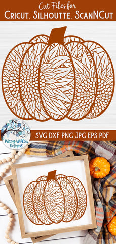 Sunflower Pumpkin Zentangle SVG SVG Wispy Willow Designs 