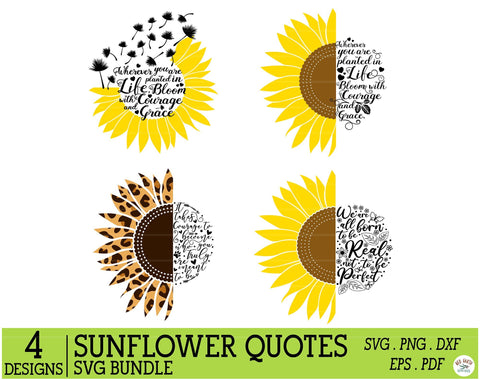 Sunflower quote saying bundle SVG,Sunflower rustic farmhouse SVG Redearth and gumtrees 
