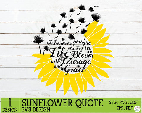 Sunflower quote saying bundle SVG,Sunflower rustic farmhouse SVG Redearth and gumtrees 
