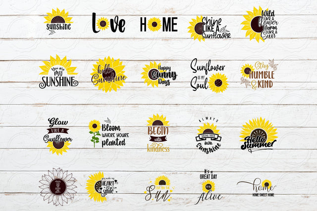 Sunflower Quote svg Bundle, 20 Sunflower svg Bundle SVG SmmrDesign 