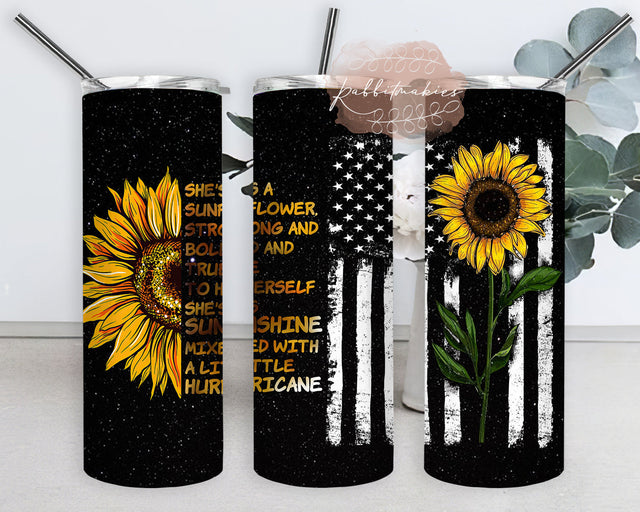 Sunflower Quote Tumbler Png, Sunflower Tumbler Wrap, She's a Sunflower Strong and Bold 20oz Skinny Tumbler, Sunflower Sublimation Design, Digital Download Sublimation Rabbitmakies 