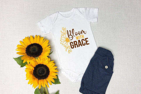Sunflower Quotes SVG, Bloom With Grace SVG CraftLabSVG 