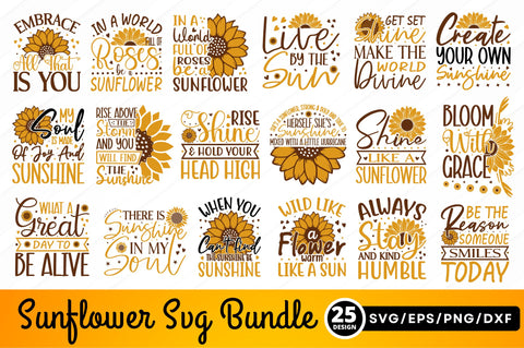 Sunflower Quotes SVG Bundle SVG Regulrcrative 