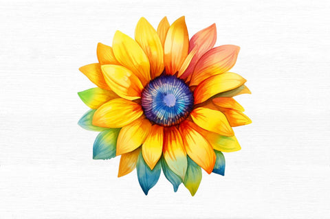 Sunflower Rainbow Watercolor Clipart Sublimation Regulrcrative 