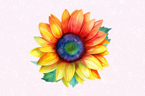 Sunflower Rainbow Watercolor Clipart Sublimation Regulrcrative 