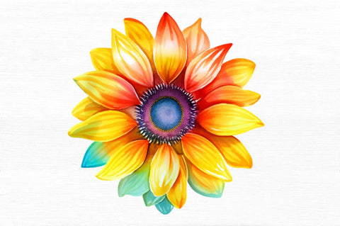 Sunflower Rainbow Watercolor Clipart Sublimation Regulrcrative 