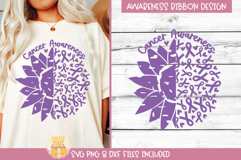 Sunflower Ribbon Awareness SVG Bundle | Cancer Ribbon Design SVG Cheese Toast Digitals 