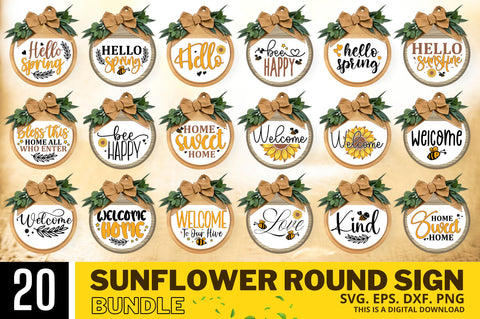 Sunflower Round Signs Bundl SVG Regulrcrative 