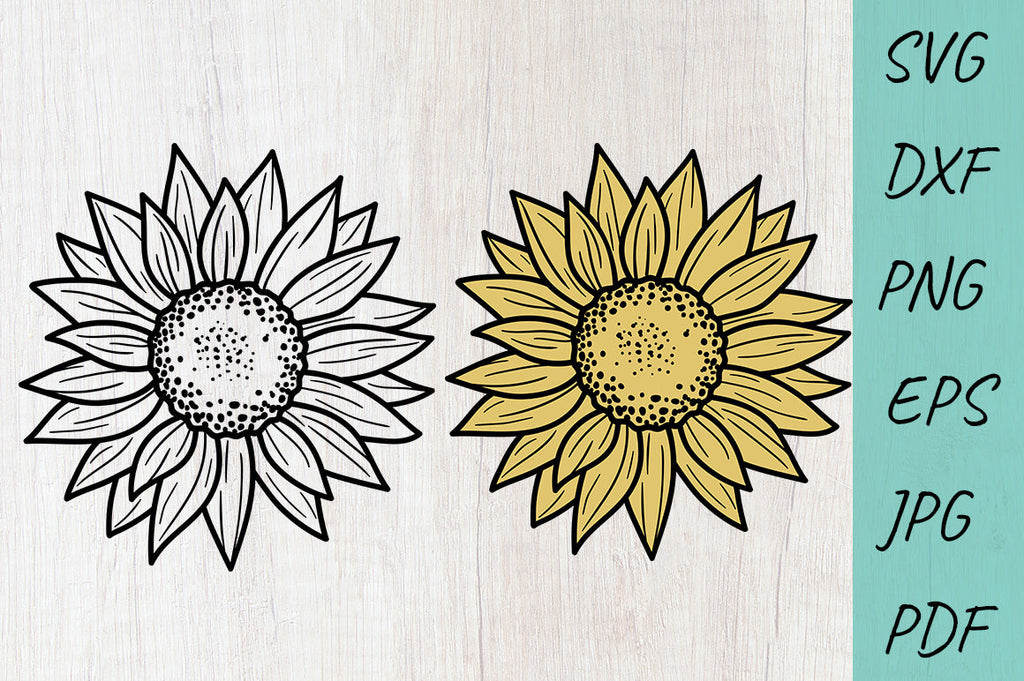 Sunflower set SVG cut file, Line Art Sunflower, Fall SVG - So Fontsy