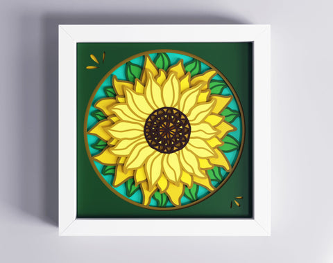 Sunflower shadowbox SVG - 3d Sunflower svg, files for Cricut, for Silhouette SVG CutLeafSvg 