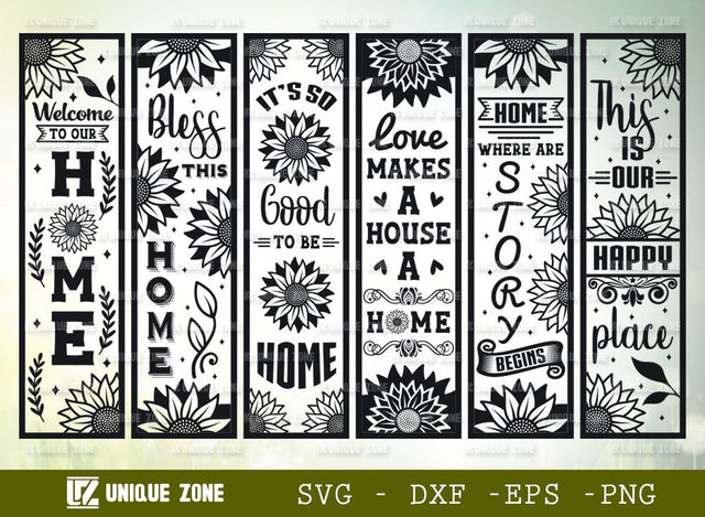 Sunflower Sign SVG Bundle | Porch Sign Svg | Sunflower Svg | Welcome Home Svg | Bless This Home Svg SVG Unique Zone 
