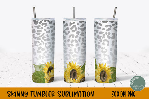 Sunflower Skinny Tumbler Bundle-Leopard Tumber Wrap PNG Bundle Sublimation Linden Valley Designs 
