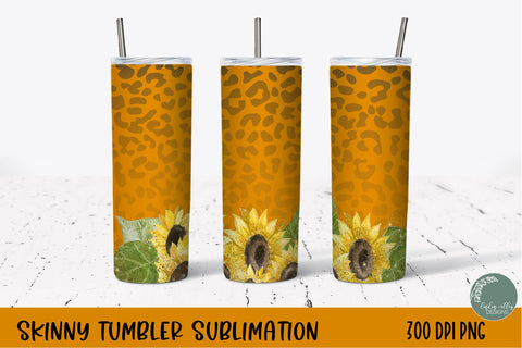 Sunflower Skinny Tumbler Bundle-Leopard Tumber Wrap PNG Bundle Sublimation Linden Valley Designs 