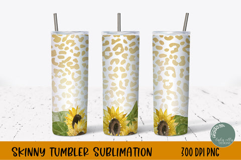 Sunflower Skinny Tumbler Bundle-Leopard Tumber Wrap PNG Bundle Sublimation Linden Valley Designs 