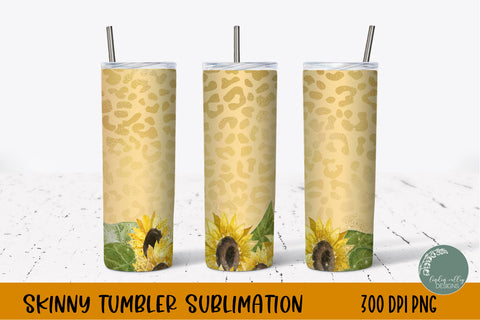 Sunflower Skinny Tumbler Bundle-Leopard Tumber Wrap PNG Bundle Sublimation Linden Valley Designs 
