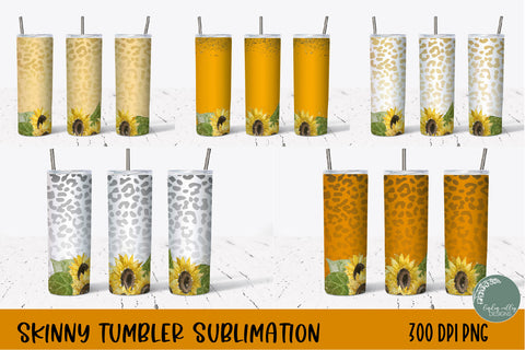 Sunflower Skinny Tumbler Bundle-Leopard Tumber Wrap PNG Bundle Sublimation Linden Valley Designs 