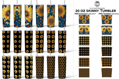 Sunflower Skinny Tumbler Sublimation Designs Bundle Sublimation Natasha Prando 