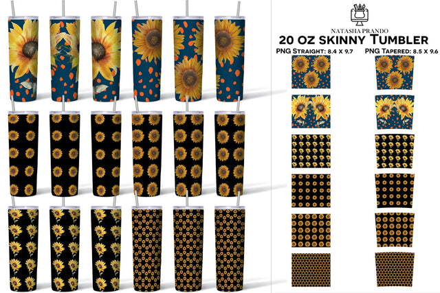 Sunflower Skinny Tumbler Sublimation Designs Bundle Sublimation Natasha Prando 