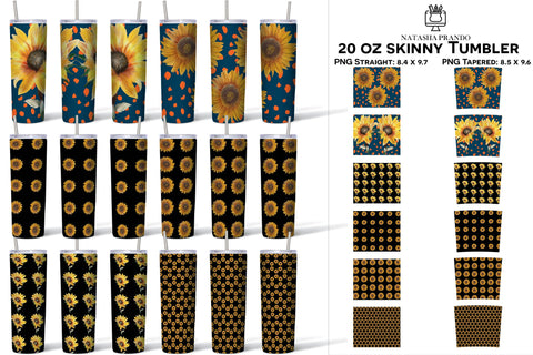 Sunflower Skinny Tumbler Sublimation Designs Bundle Sublimation Natasha Prando 