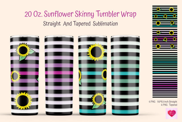 Sunflower Skinny Tumbler Sublimation Designs. Stripes tumbler ideas Sublimation Kseniia designer 