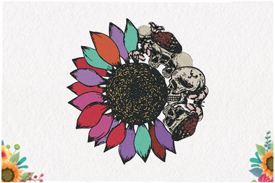 Sunflower Skull Tattoo Art Sublimation Sublimation Jagonath Roy 