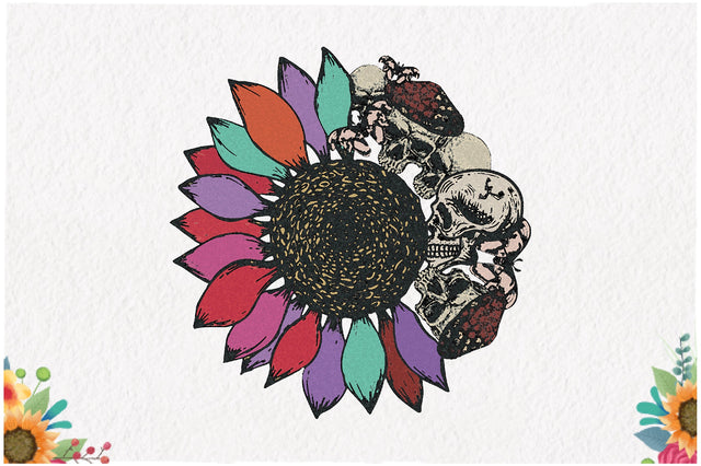 Sunflower Skull Tattoo Art Sublimation Sublimation Jagonath Roy 