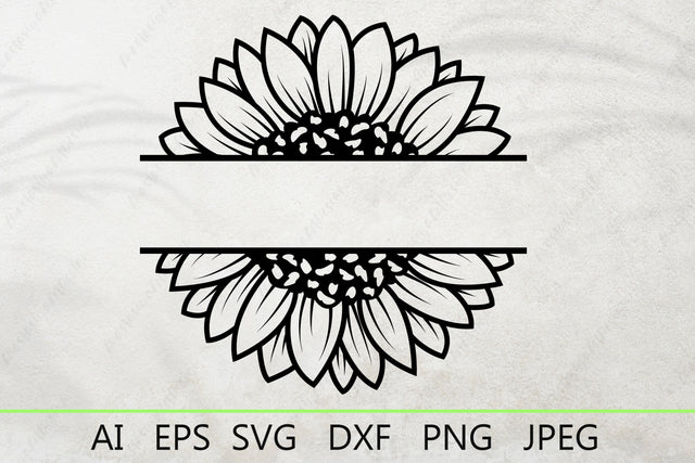 Sunflower split monogram svg cut file, Flower monogram border SVG AnastasiyaArtDesign 