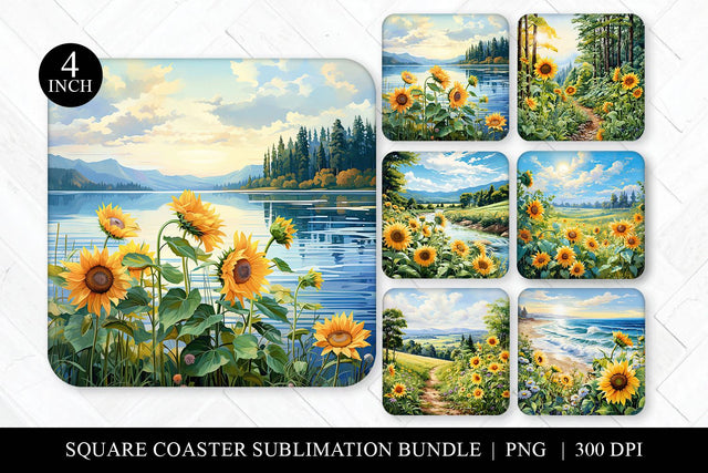 Sunflower Square Coaster Sublimation Bundle Sublimation BijouBay 