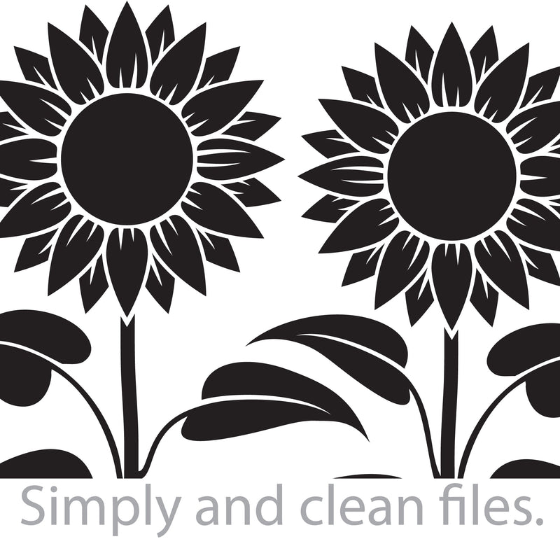 Sunflower Stem. Cut files for Cricut. Clip Art silhouette (eps, svg