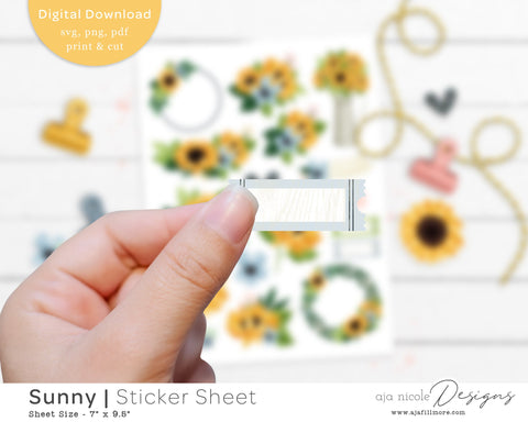 Sunflower Sticker Sheet SVG Aja Nicole Designs 