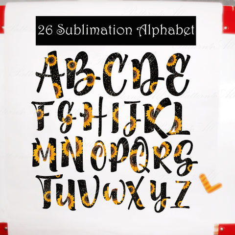 Sunflower Sublimation Alphabet,Alphabet Doodle Font,Letters Monogram,glitter Alphabet ClipArt Letters A-Z,Printable & Resizable,Alphapack Font ArtStudio 