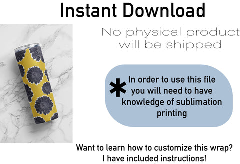 Sunflower sublimation skinny tumbler wrap Sublimation Sharia Morton Designs 
