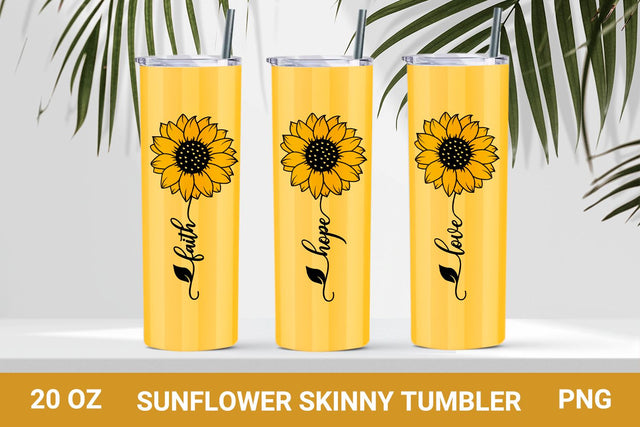 Sunflower sublimation tumbler Faith Hope Love sunflower Sublimation KMarinaDesign 