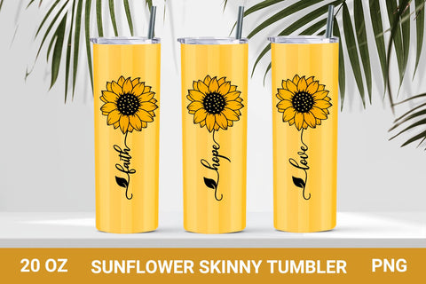 Sunflower sublimation tumbler Faith Hope Love sunflower Sublimation KMarinaDesign 