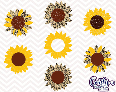 Sunflower - Sunflower Bundle - Grunge Sunflower - Leopard Print SVG Crafty Mama Studios 