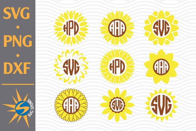 Sunflower, Sunflower Monogram SVG, PNG, DXF Digital Files Include SVG SVGStoreShop 