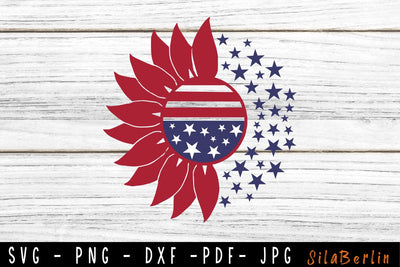 Sunflower SVG, 4th of July svg, American Flag svg, Patriotic svg, USA Svg, Memorial Day, Patriotic Sunflower svg, Svg Files For Cricut SVG SilaBerlin 