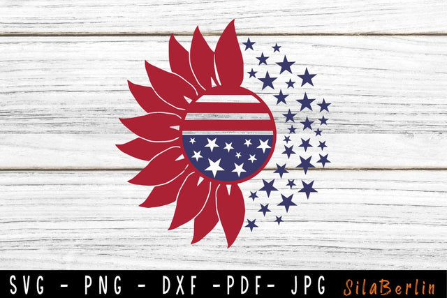 Sunflower SVG, 4th of July svg, American Flag svg, Patriotic svg, USA Svg, Memorial Day, Patriotic Sunflower svg, Svg Files For Cricut SVG SilaBerlin 