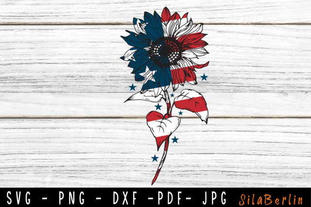 Sunflower SVG, 4th of July svg, American Flag svg, Patriotic svg, USA Svg, Memorial Day, Patriotic Sunflower svg, Svg Files For Cricut SVG SilaBerlin 