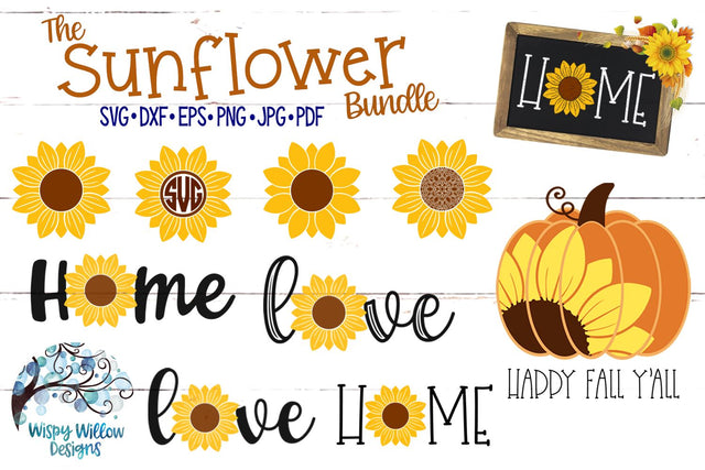 Sunflower SVG Bundle | Fall SVG Bundle SVG Wispy Willow Designs 