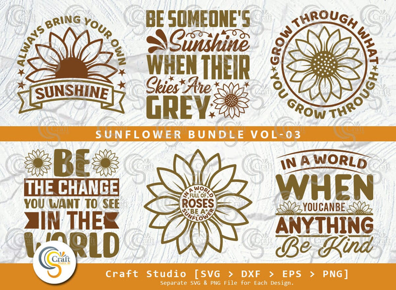 Sunflower SVG Bundle, Half Sunflower Svg, Summer Svg, Motivational Saying Svg, Sunflower Quotes, Sunflower Cutting File SVG ETC Craft 