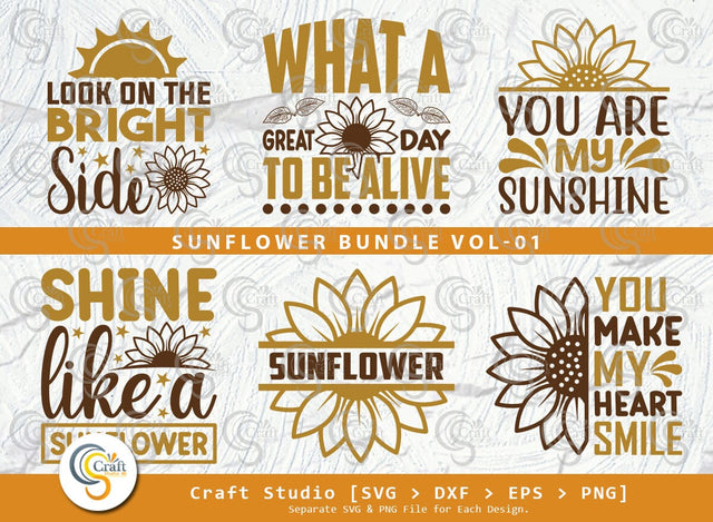 Sunflower SVG Bundle, Half Sunflower Svg, Summer Svg, Motivational Saying Svg, Sunflower Quotes, Sunflower Cutting File SVG ETC Craft 