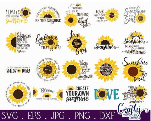 Sunflower Svg Bundle, Sunflower Quote Svg, Summer Flower SVG Crafty Mama Studios 