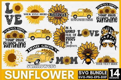Sunflower SVG Bundle, Sunflower SVG Design SVG DESIGNISTIC 