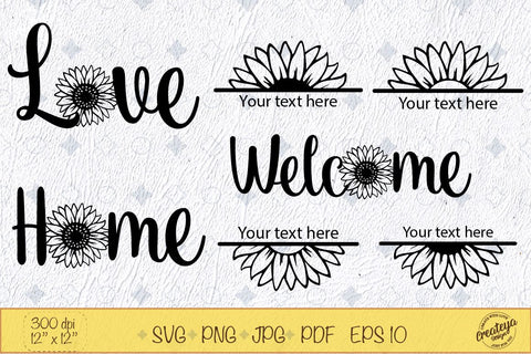 Sunflower SVG bundle with Sunflower quotes, Be kind and words, welcome, love and home SVG Createya Design 