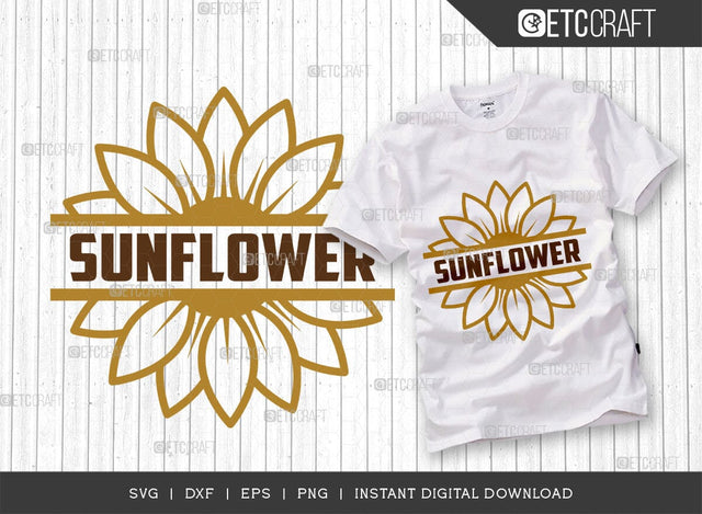 Sunflower SVG Cut File, Flower svg, Floral Svg, Summer Svg, Half Sunflower Svg, Sunflower Quotes, TG 00975 SVG ETC Craft 