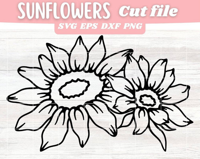 Sunflower SVG Cut File, Sun Flower Vector, Hand Drawn Sunflower Outline Design SVG Apple Grove Designs 